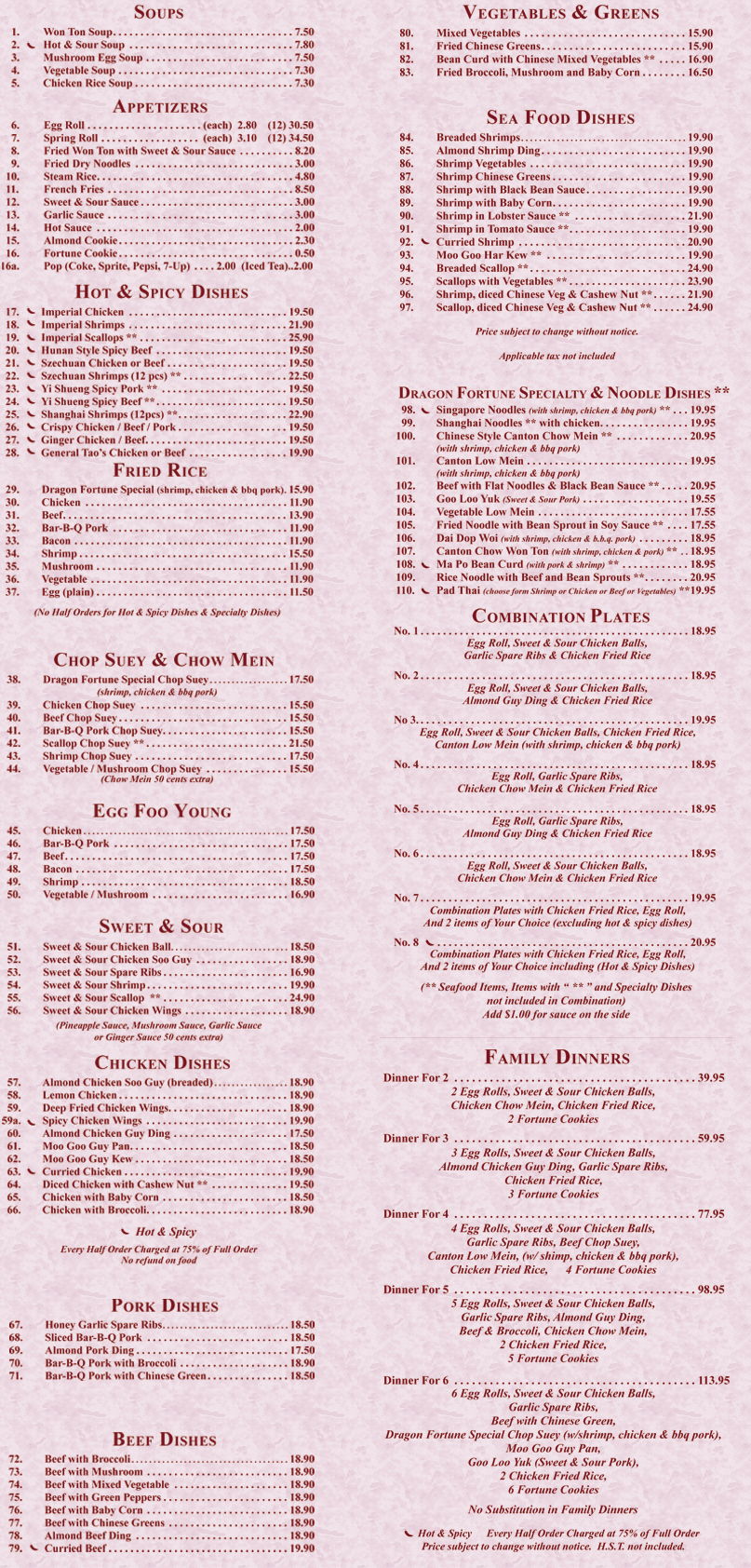 menu